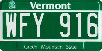 VT license plate WFY916