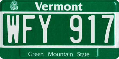 VT license plate WFY917