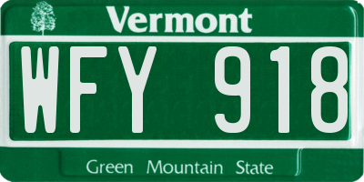 VT license plate WFY918