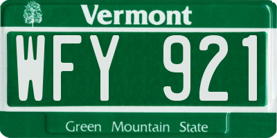 VT license plate WFY921