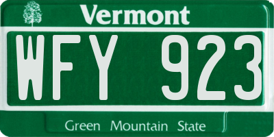 VT license plate WFY923