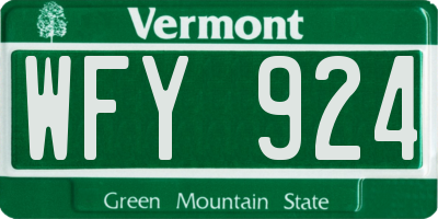 VT license plate WFY924