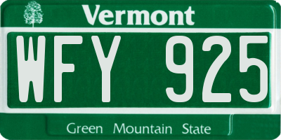 VT license plate WFY925