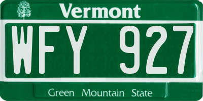 VT license plate WFY927