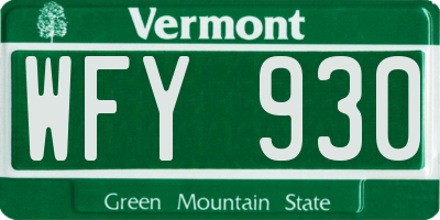 VT license plate WFY930