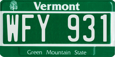 VT license plate WFY931
