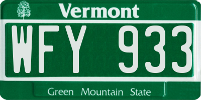 VT license plate WFY933