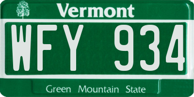 VT license plate WFY934