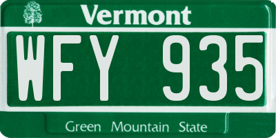 VT license plate WFY935