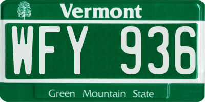 VT license plate WFY936