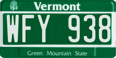 VT license plate WFY938