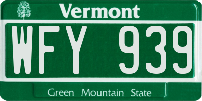 VT license plate WFY939