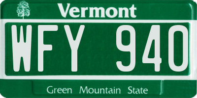 VT license plate WFY940