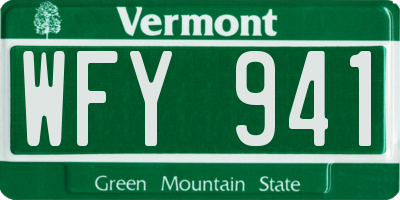 VT license plate WFY941