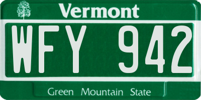 VT license plate WFY942