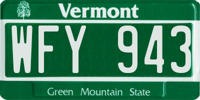 VT license plate WFY943