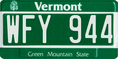 VT license plate WFY944