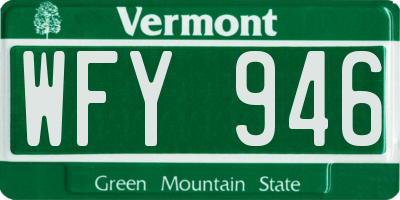 VT license plate WFY946