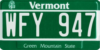 VT license plate WFY947