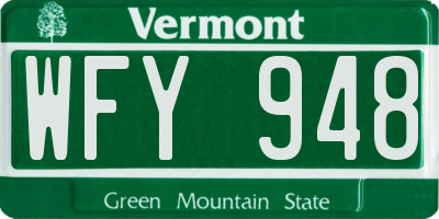 VT license plate WFY948