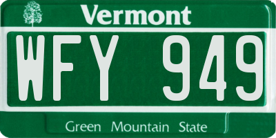 VT license plate WFY949