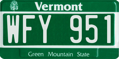 VT license plate WFY951