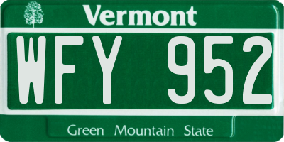 VT license plate WFY952