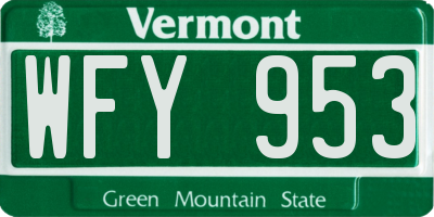 VT license plate WFY953