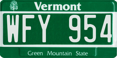 VT license plate WFY954