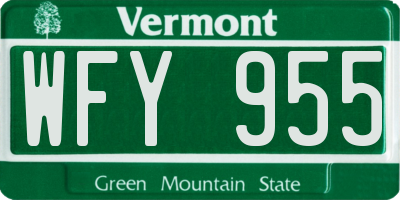 VT license plate WFY955