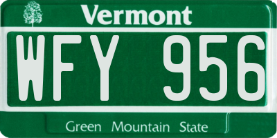 VT license plate WFY956