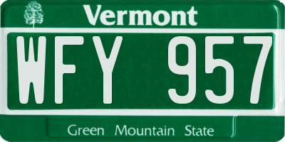 VT license plate WFY957
