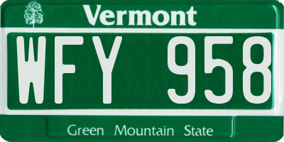 VT license plate WFY958