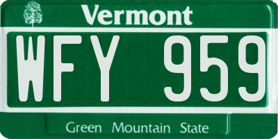 VT license plate WFY959