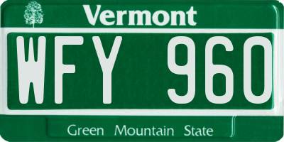 VT license plate WFY960