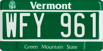 VT license plate WFY961