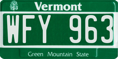 VT license plate WFY963