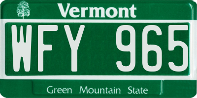 VT license plate WFY965