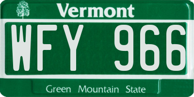 VT license plate WFY966