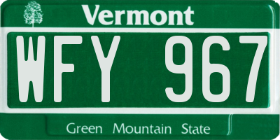 VT license plate WFY967