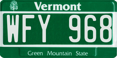 VT license plate WFY968