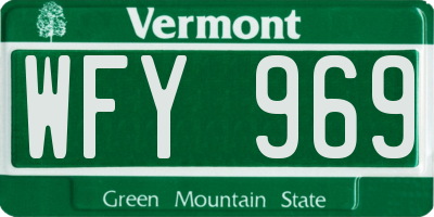 VT license plate WFY969