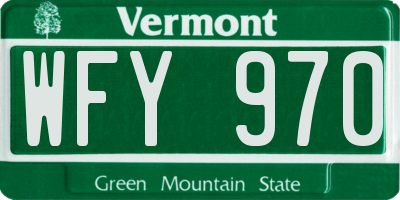 VT license plate WFY970