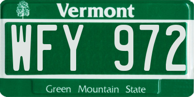 VT license plate WFY972
