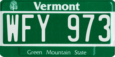 VT license plate WFY973