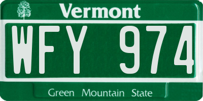 VT license plate WFY974