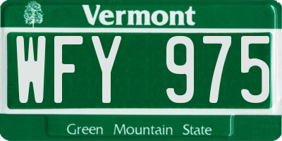 VT license plate WFY975