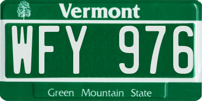 VT license plate WFY976