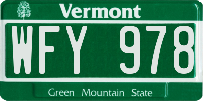 VT license plate WFY978