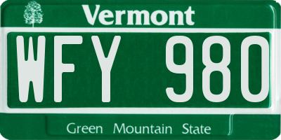 VT license plate WFY980
